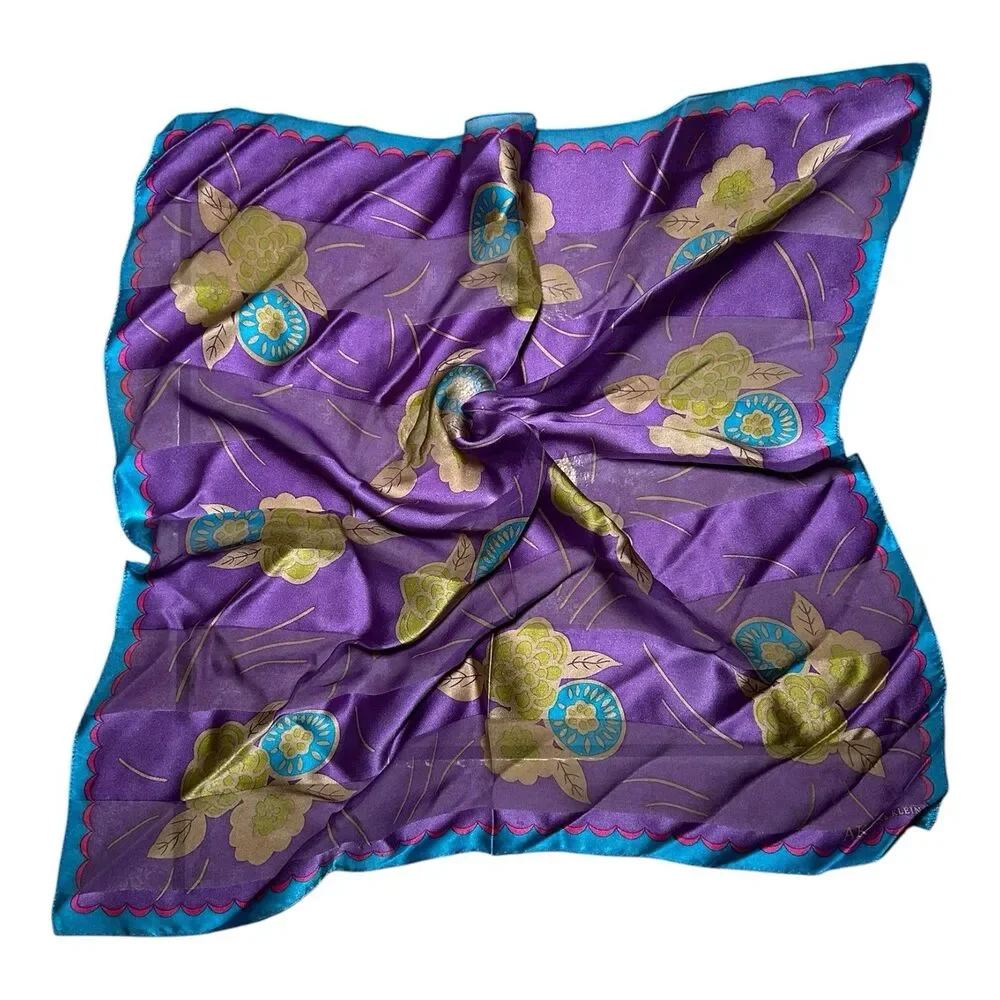 Anne Klein Purple Scarf 21” X 21” Silk Square Unisex